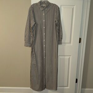 Maxi dress from the Loft, size petite large-brown and white stripe-worn once!
